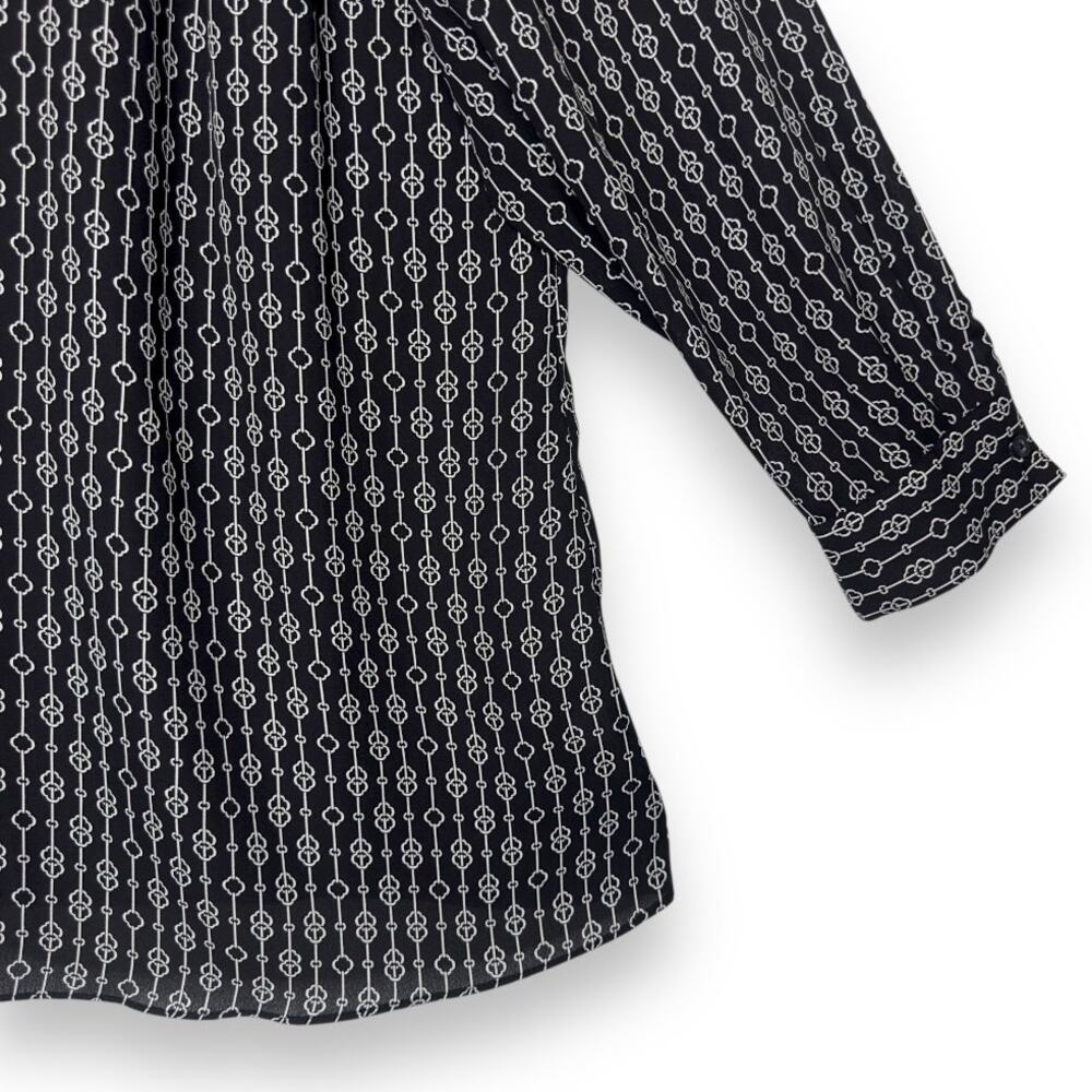 Lane Bryant Women's Button Down Shirt 22/24 Black Geometric Print Long Sleeve - Picture 7 of 9